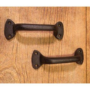 Two (2) Small Cast Iron Handle Barn Door Pulls Two (2)  0184-0053